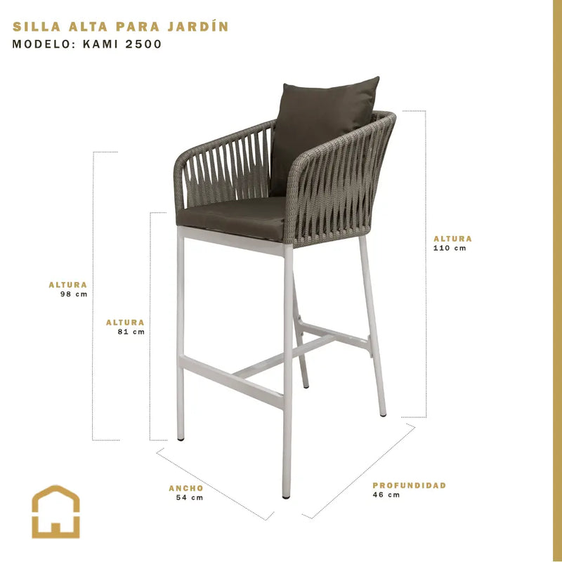 Cargue la imagen en el visor de la galería, Silla Alta  de Lazo para Exterior e Interior Color  Beige KAMI-2500
