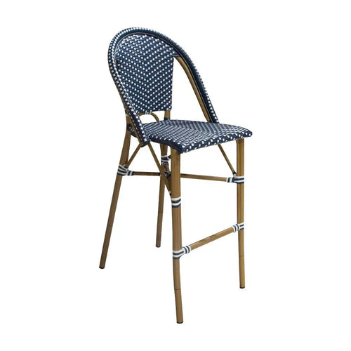 Silla  Alta  para Exterior e Interior De Rattan  Color Azul LARO-B42