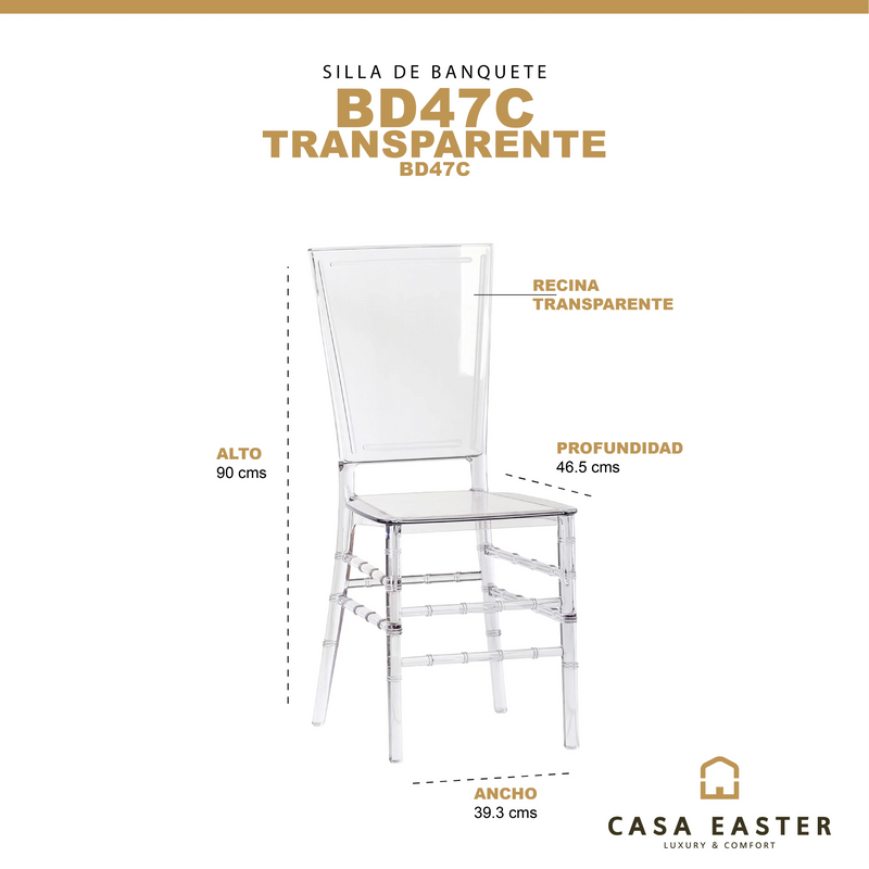 Cargue la imagen en el visor de la galería, Silla BD47C Transparente - BD47C CasaEaster
