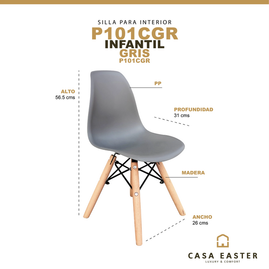 Silla Infantil para interior P101C Color Gris - P101CGR CasaEaster