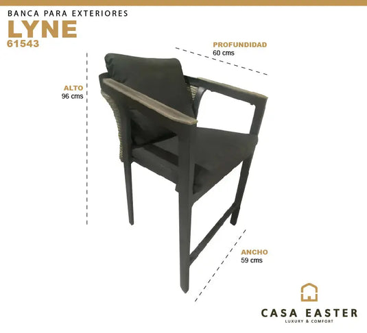 Silla  Lyne Alta para Exterior e Interior de Aluminio Color Carbon-61543 CasaEaster
