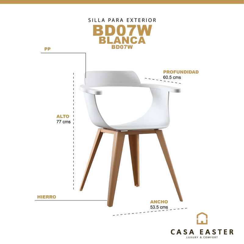 Cargue la imagen en el visor de la galería, Silla PP Color Blanca - BD07W CasaEaster
