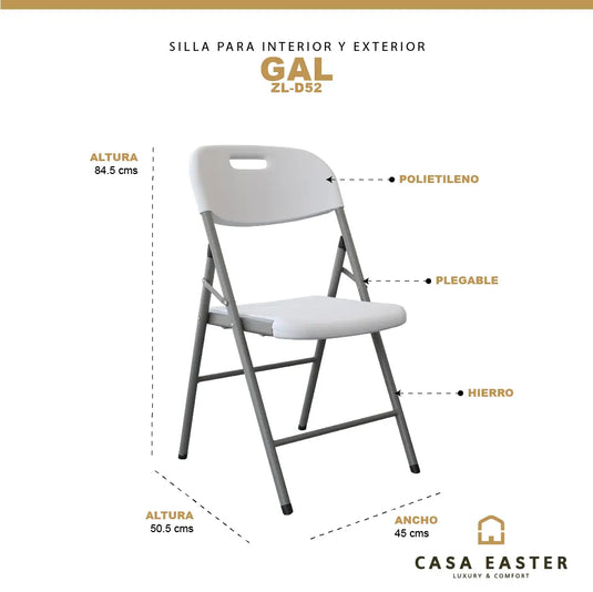 Silla Plegable de Plástico Para Exterior e Interior GAL-ZL-D52 CasaEaster