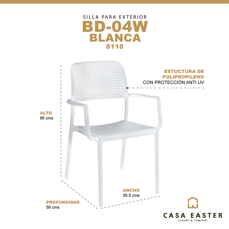 Cargue la imagen en el visor de la galería, Silla anti UV Color Blanca - BD04W CasaEaster
