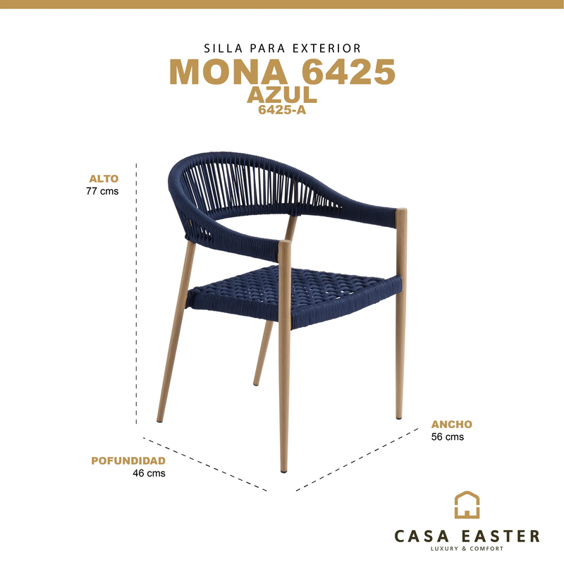 Cargue la imagen en el visor de la galería, Silla de Lazo para Exterior e Interior Color Azul- MONA 6425
