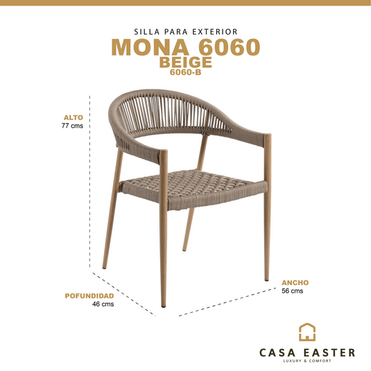 Silla de Lazo para Exterior e Interior Color Beige- MONA 6060 CasaEaster