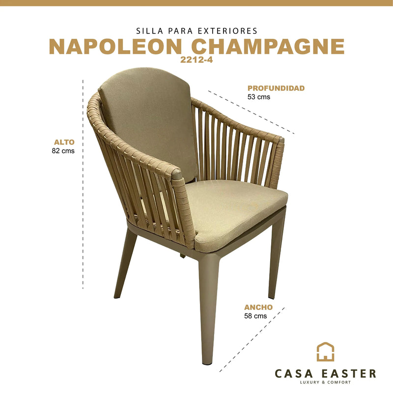 Cargue la imagen en el visor de la galería, Silla de Lazo para Exterior e Interior Color Champagne NAPOLEON-15A6 CasaEaster
