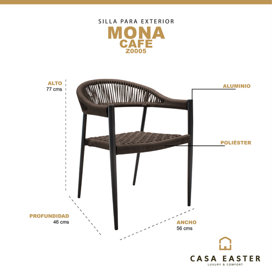 Silla  de Lazo para Exterior e Interior Color café  MONA-Z0005 CasaEaster