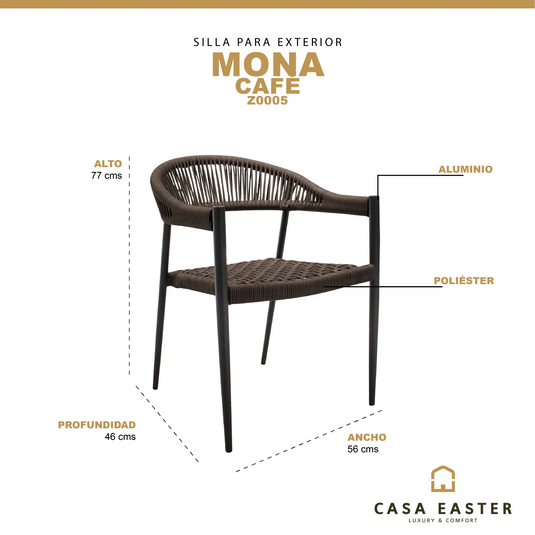 Silla  de Lazo para Exterior e Interior Color café  MONA-Z0005