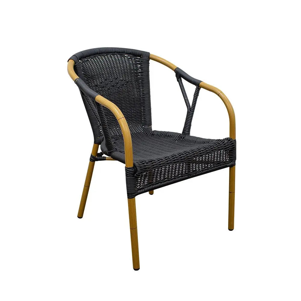 Silla de Rattan para Exterior e Interior Color Negra WILLSI-W71 ...