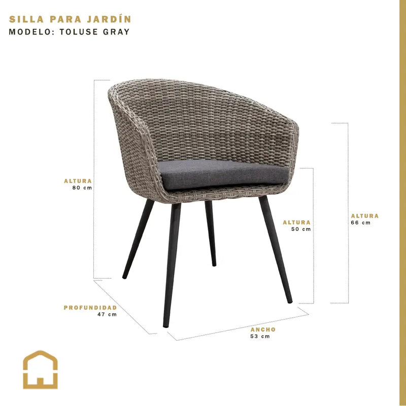 Cargue la imagen en el visor de la galería, Silla de Rattan para Jardin o ExteriorColor Gris Ratán TOLUSE - 52726B
