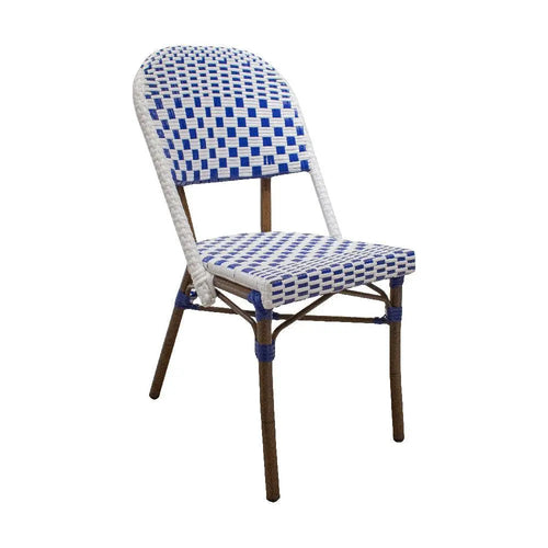 Silla de Rattan para exterior e interior Color Azul con Blanco CHINA -OC66