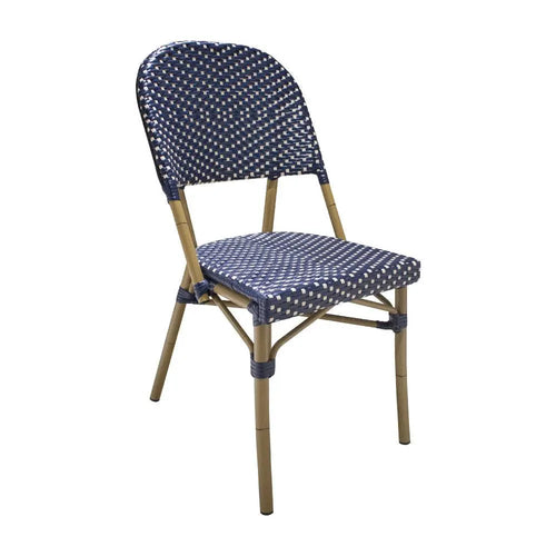 Silla de Rattan para exterior e interior Color Azul con Blanco CHINA-OC87