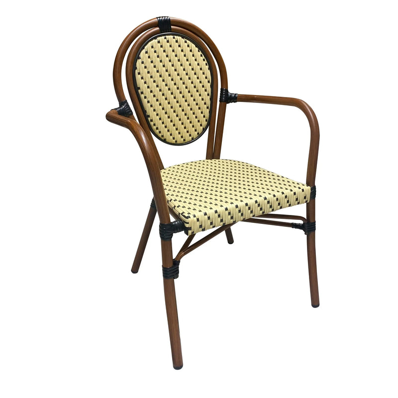 Cargue la imagen en el visor de la galería, Silla de Rattan para exterior e interior Color Beige con Negro KOREA 203-KR
