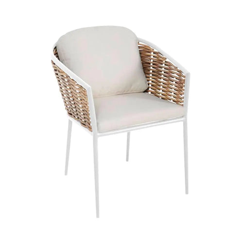 Silla de Rattan para exterior e interior Color Blanco GLAMOUR- 715A