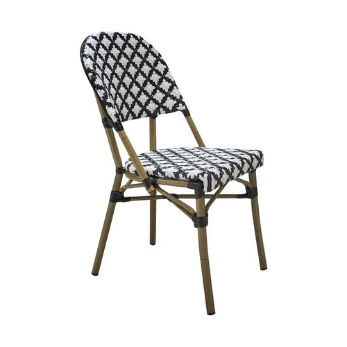 Silla de Rattan para exterior e interior Color Blanco con Negro CHINA -OC85