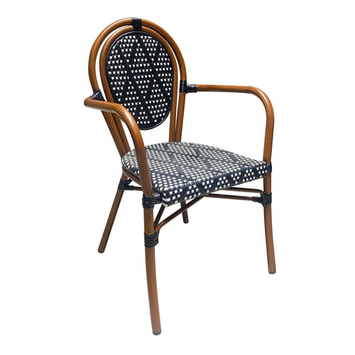 Silla de Rattan para exterior e interior Color Blanco con Negro KOREA 204-KR1