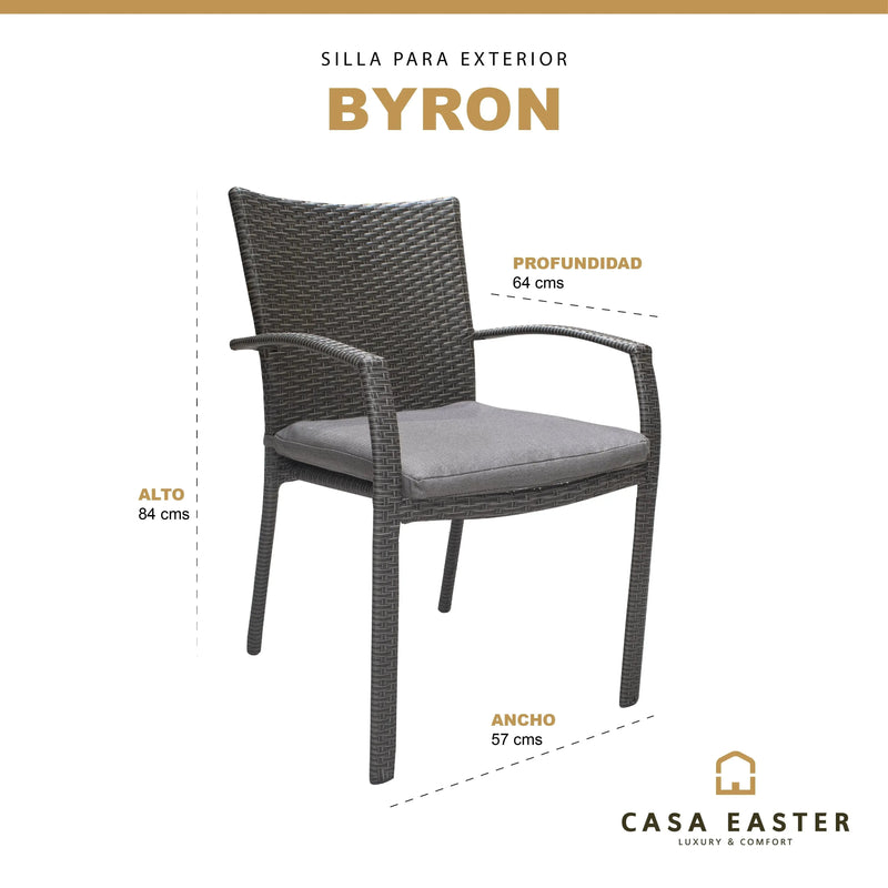 Cargue la imagen en el visor de la galería, Silla de Rattan para exterior e interior Color Carbon BYRON - 58093 CasaEaster
