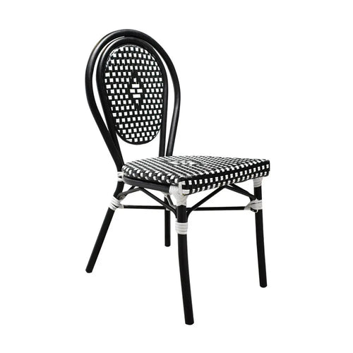 Silla de Rattan para exterior e interior Color Negra con Blanco ITALIA -IT04