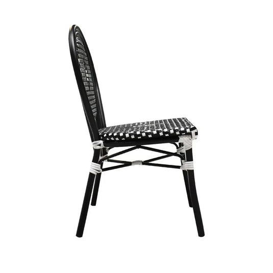 Silla de Rattan para exterior e interior Color Negra con Blanco ITALIA -IT04