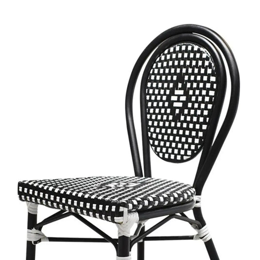 Silla de Rattan para exterior e interior Color Negra con Blanco ITALIA -IT04