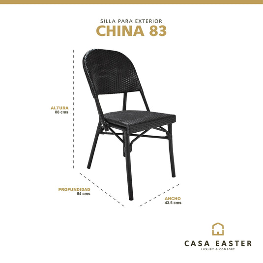 Silla de Rattan para exterior e interior Color Negro CHINA -OC83 CasaEaster