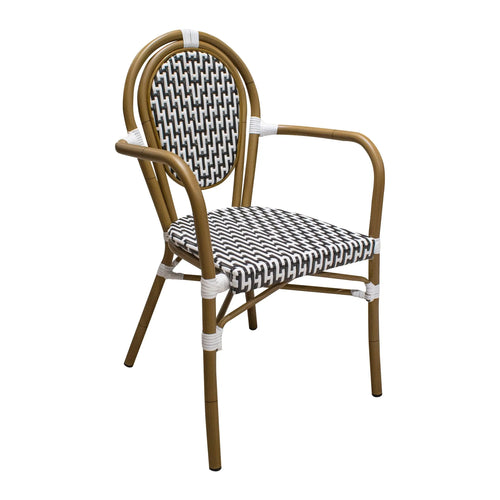 Silla de Rattan para exterior e interior Color Negro con Blanco KOREA -K962