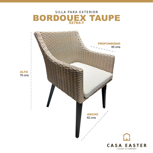 Silla de Rattan para exterior e interior Color Taupe BORDOUEX -52764-T CasaEaster