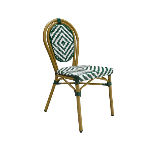 Silla de Rattan para exterior e interior Color Verde Con Blanco  ITALIA-2000 CasaEaster