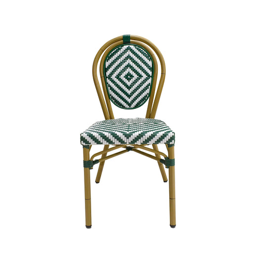 Silla de Rattan para exterior e interior Color Verde Con Blanco  ITALIA-2000 CasaEaster