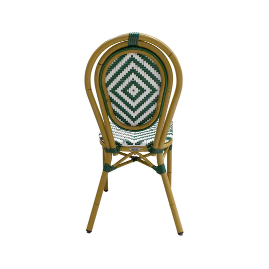 Silla de Rattan para exterior e interior Color Verde Con Blanco  ITALIA-2000 CasaEaster