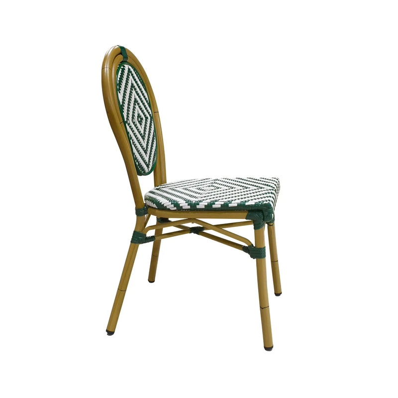 Cargue la imagen en el visor de la galería, Silla de Rattan para exterior e interior Color Verde Con Blanco  ITALIA-2000
