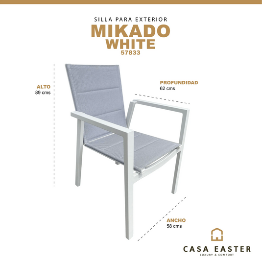 Silla de Textileno para interior y exterior Color Blanco MIKADO -57833 CasaEaster