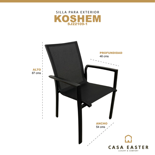 Silla de Textileno para interior y exterior Color Negro KOSHEM-SJ22109-1 CasaEaster