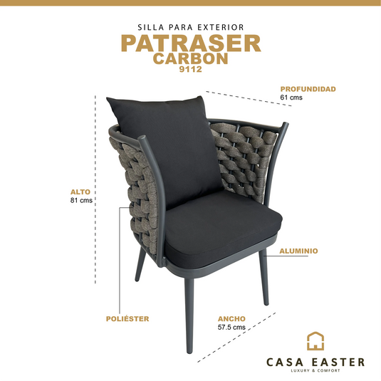Silla entretejida para Exterior e Interior Color Carbon -Patraser 9112 CasaEaster