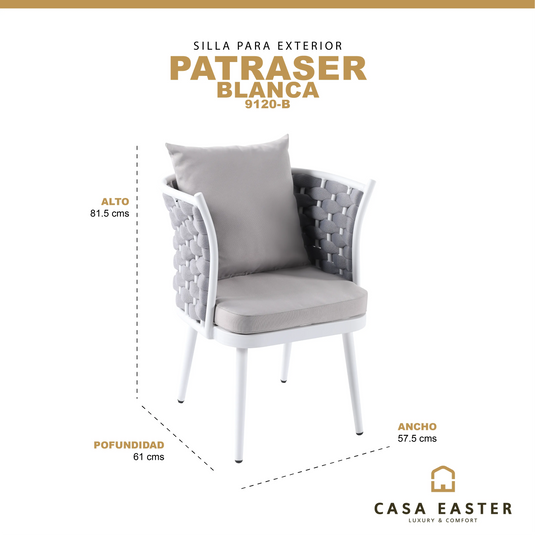 Silla entretejida para Exterior e Interior Color blanca -Patraser 9120-B CasaEaster