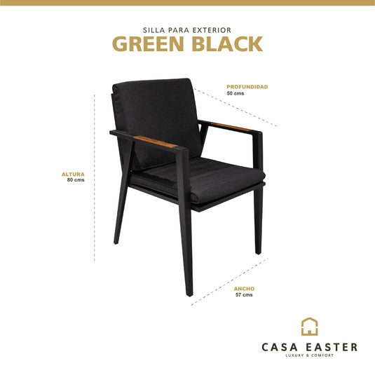 Silla  para Exterior e Interior Color Negro GREEN-GSB
