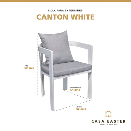Silla para Exterior e Interior de Aluminio Color Blanco CANTON-12-566 CasaEaster