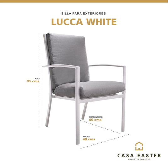Silla  para Exterior e Interior de Aluminio Color Blanco LUCCA - 7465 CasaEaster
