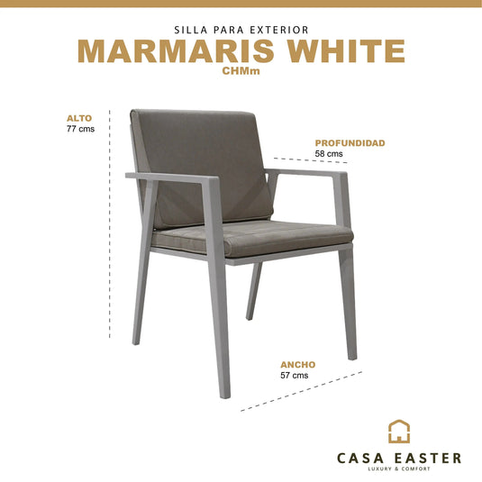 Silla para Exterior e Interior de Aluminio Color Blanco MARMARIS -CHMM CasaEaster
