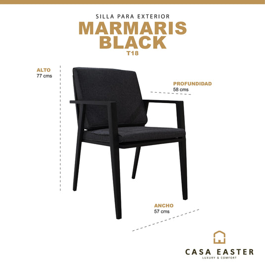 Black Aluminum Outdoor and Indoor Chair MARMARIS-T18 