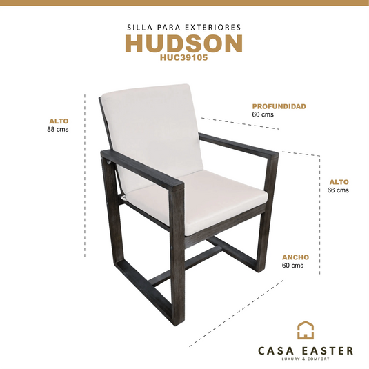 Silla  para Exterior e Interior de Madera Color Negro HUDSON - HUC39105 CasaEaster