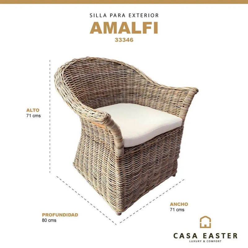 Cargue la imagen en el visor de la galería, Silla  para Exterior e Interior de Rattan Color Natural AMALFI-33346
