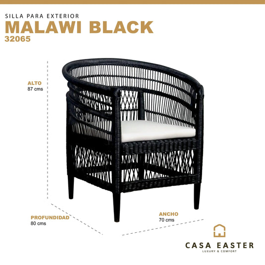 Silla para Exterior e Interior de Rattan Color Negro MALAWI - 32065