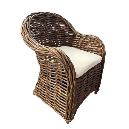 Silla para Exterior e Interior de Rattan Color Tabaco- GLYFADA-32853