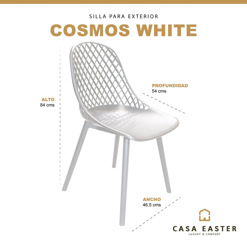 Cargue la imagen en el visor de la galería, Silla  para Exterior e Interior de Resina Color Blanco COSMOS - 58839
