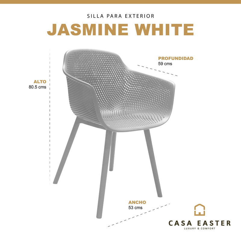 Cargue la imagen en el visor de la galería, Silla para Exterior e Interior de Resina Color Blanco JASMINE  - 58030

