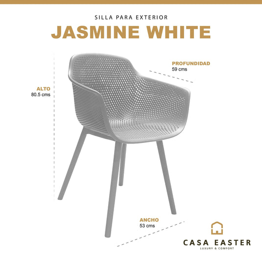 Silla para Exterior e Interior de Resina Color Blanco JASMINE  - 58030