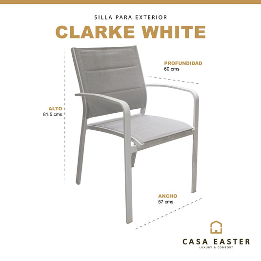 Silla para Exterior e Interior de Textileno Color Blanco CLARKE  - 61474