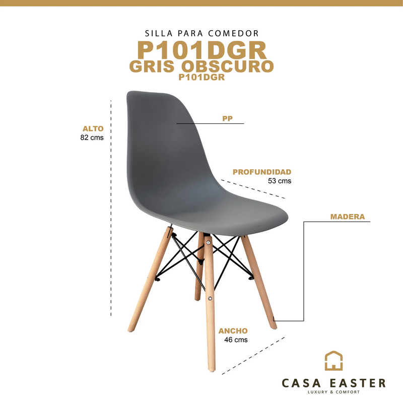 Cargue la imagen en el visor de la galería, Silla para Interior P101DGR Gris Obscuro - P101DGR CasaEaster
